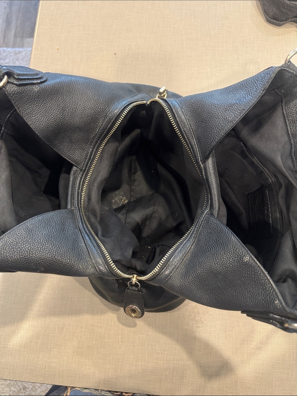 Coach Black Pebbled Leather Hobo Shoulder Bag - Picture 6 of 10